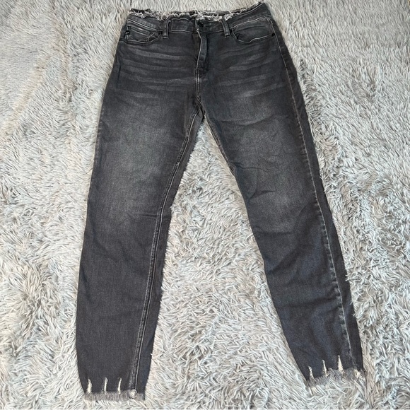 KanCan Jeans Womens Size 29 Estilo Raw Waist Hem Ankle Black - Picture 1 of 13